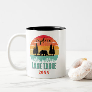 Tasse 2 Couleurs Cadeau personnalisé rétro du lac Tahoe en Californ
