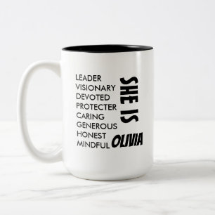 TASSE 2 COULEURS CADEAU PERSONNALISÉ TEXTE SIMPLE NOM ÉPOUSE/MAMAN