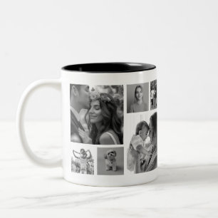Tasse 2 Couleurs Cadeau photo 12 cases noir et blanc