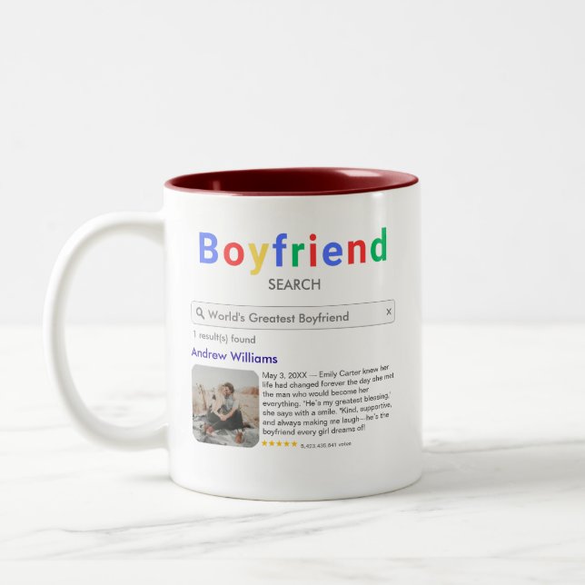 Tasse 2 Couleurs Cadeaux Anniversaires Personnalisés Pour Lui (Gauche)