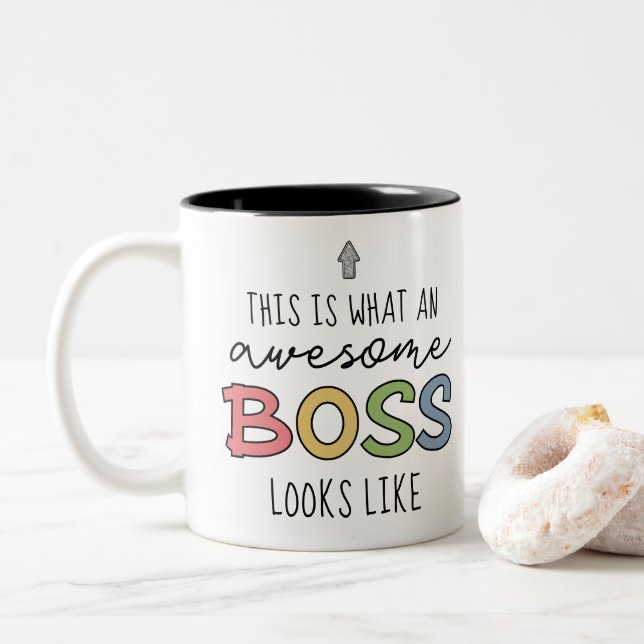 Tasse 2 Couleurs Cadeaux Boss géniaux | Dons amusants pour le patro (Avec donut)