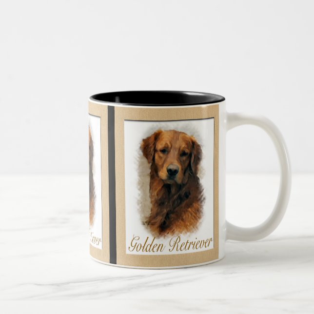Tasse 2 Couleurs Cadeaux d'art Golden Retriever (Droit)
