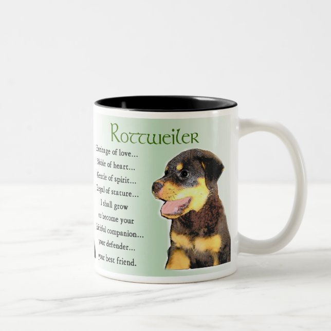 Tasse 2 Couleurs Cadeaux d'art Rottweiler (Droit)
