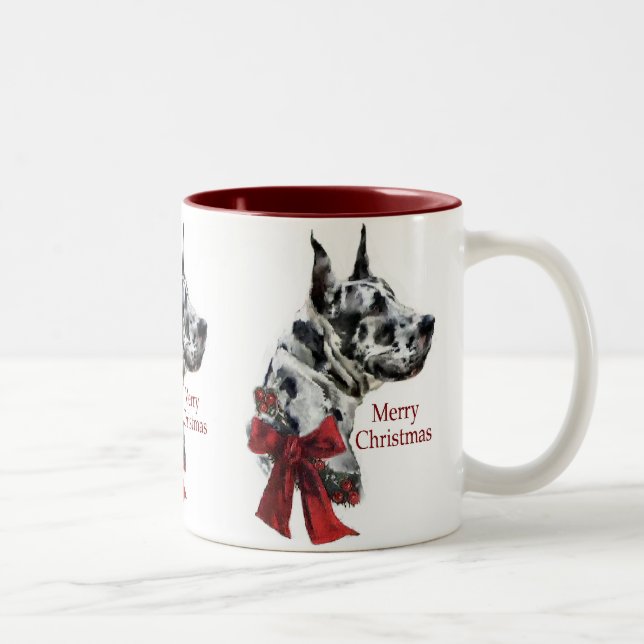 Tasse 2 Couleurs Cadeaux de Noël Arlequin Great Dane (Droit)