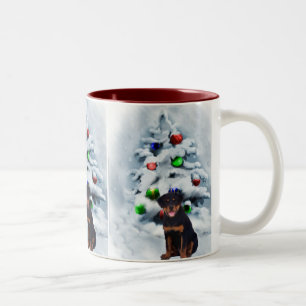 Tasse 2 Couleurs Cadeaux de Noël de rottweiler
