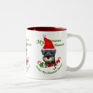 Tasse 2 Couleurs Cadeaux de Noël de Schnauzer miniature