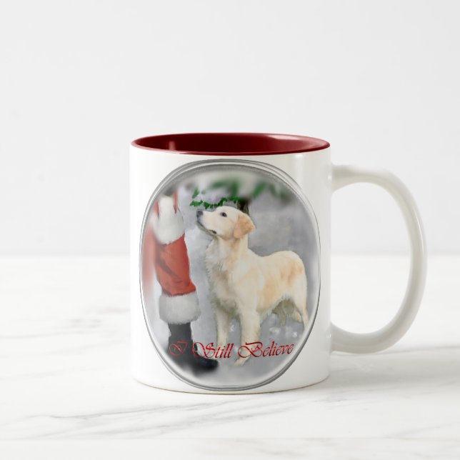 Tasse 2 Couleurs Cadeaux de Noël Golden Retriever (Droit)