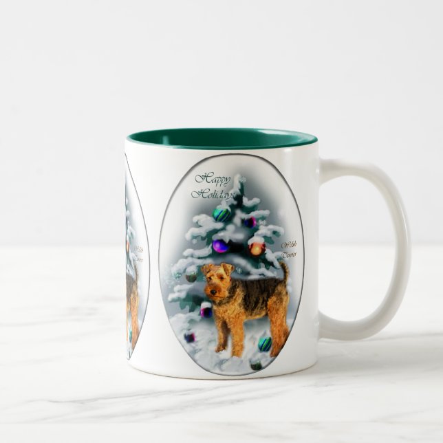 Tasse 2 Couleurs Cadeaux de Noël Welsh Terrier (Droit)