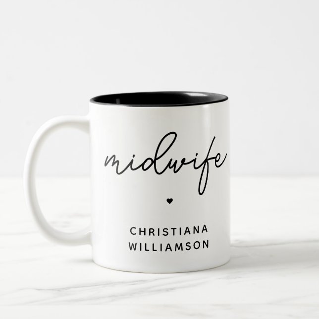 Tasse 2 Couleurs Cadeaux de sage-femme personnalisés (Gauche)