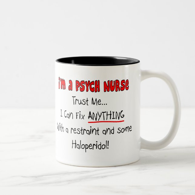 Tasse 2 Couleurs Cadeaux drôles d'infirmière de Psych (Droit)