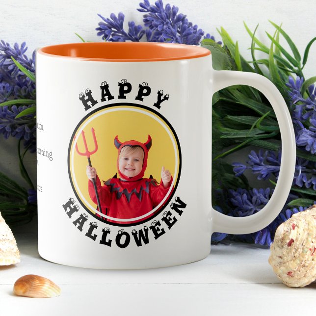 Tasse 2 Couleurs Cadre photo Personnalisé Happy Halloween (Créateur téléchargé)