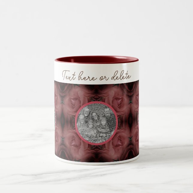 Tasse 2 Couleurs Cadre Rose Rouge Personnalisé Ajouter Votre Photo (Centre)