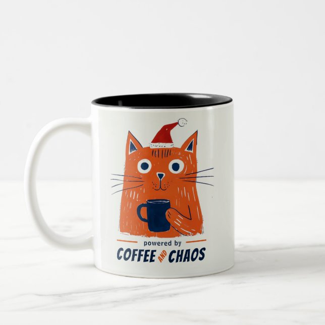Tasse 2 Couleurs Café amusant et Chaos Chat (Gauche)