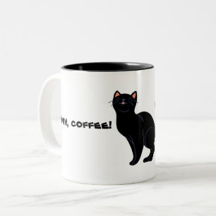 Tasse 2 Couleurs Café et chat noir amusant 