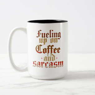 Tasse 2 Couleurs Café et Sarcasme humoristiques simples et modernes