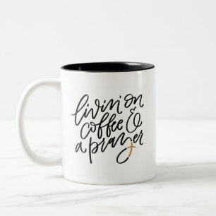Tasse 2 Couleurs Café et une prière Handlettered