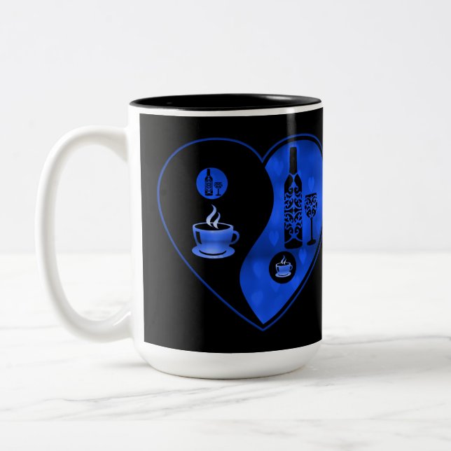 Tasse 2 Couleurs Café et vin Yin et Yang bleu (Gauche)