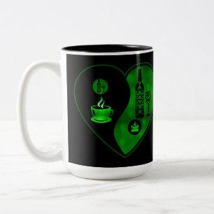 Tasse 2 Couleurs Café et vin Yin et Yang Vert