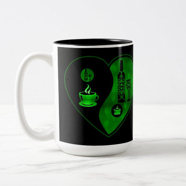 Tasse 2 Couleurs Café et vin Yin et Yang Vert (Gauche)