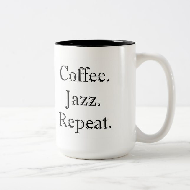 Tasse 2 Couleurs Café. Jazz. Répétition. (tasse 15oz) (Droit)