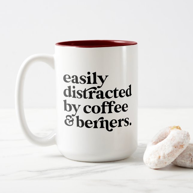 Tasse 2 Couleurs Café moderne & Berners Amoureux des chiens personn (Avec donut)