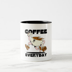 Tasse 2 Couleurs Café tous les jours Brown Retro Illustration