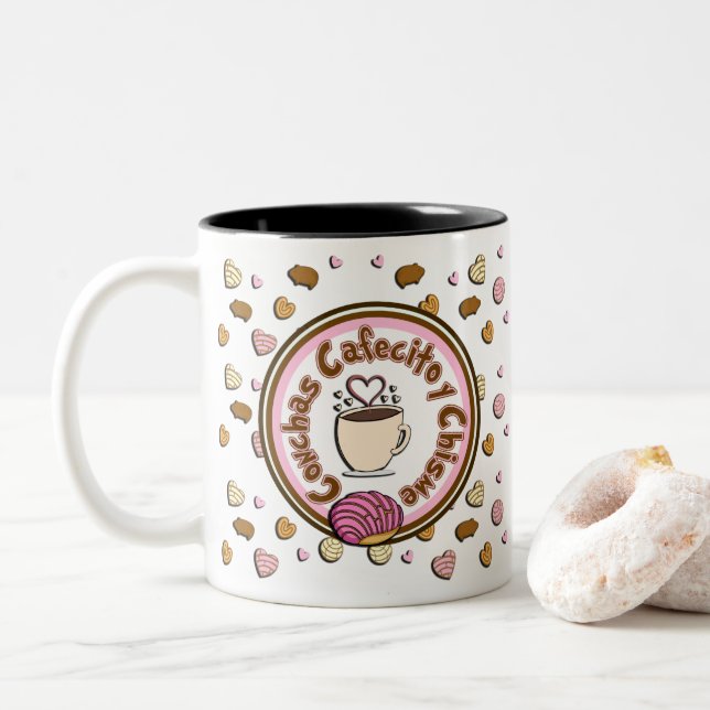 Tasse 2 Couleurs Cafecito et Chisme style mexicain (Avec donut)