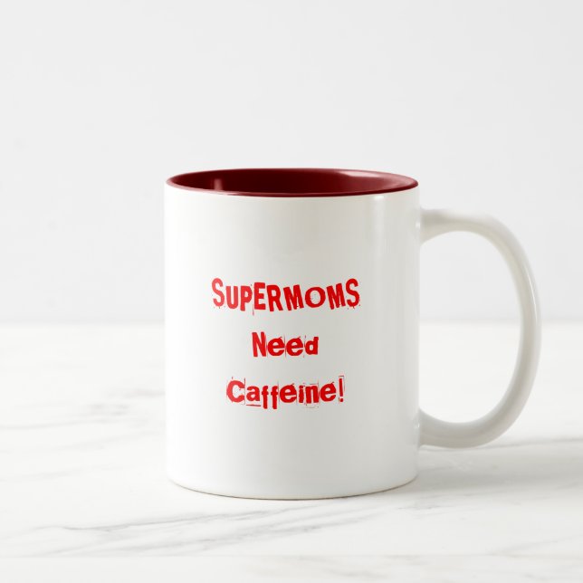 TASSE 2 COULEURS CAFÉINE DU BESOIN DE SUPERMOMS (Droit)