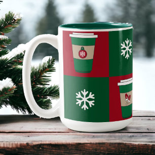 Tasse 2 Couleurs Cafés de Noël Flammes de neige