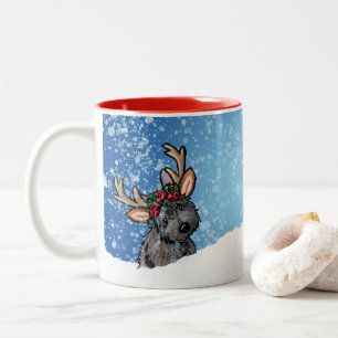 Tasse 2 Couleurs Cairn Terrier Renne de Noël