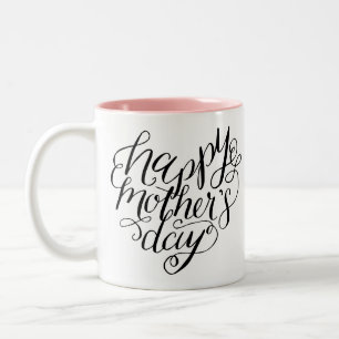 Tasse 2 Couleurs Calligraphie à lettres pour la fête des mères