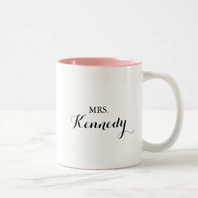 Tasse 2 Couleurs Calligraphie moderne Mme Newlysée Mariée (Droit)