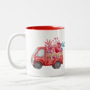 Tasse 2 Couleurs Camion d'amour mignon avec Coeur Cargo Aquarelle
