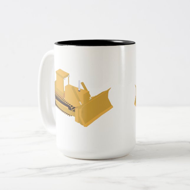 Tasse 2 Couleurs Camion de construction Bulldozer (Devant gauche)