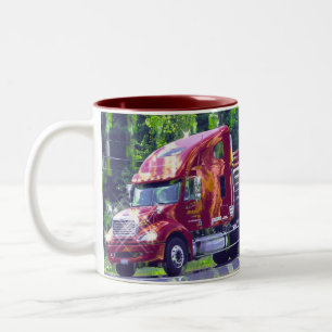 Tasse 2 Couleurs Camion de fret rouge pour enfants et camionneurs
