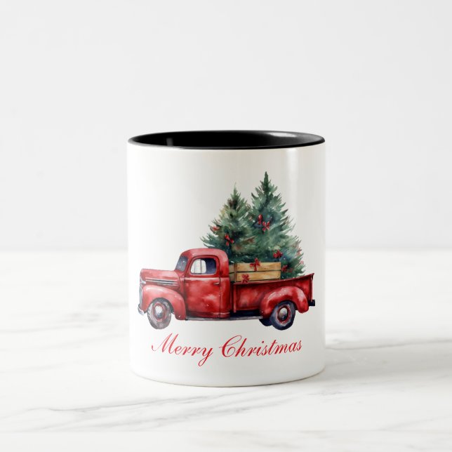 Tasse 2 Couleurs Camion de Noël avec arbre2 (Centre)