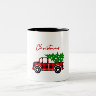 Tasse 2 Couleurs Camion Noël, maquettes Rouge Noir Vert