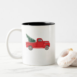 Tasse 2 Couleurs Camion rouge avec arbre Art