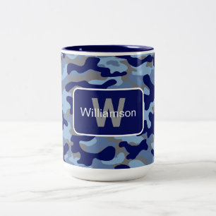 Tasse 2 Couleurs Camo bleu avec personnalisation  