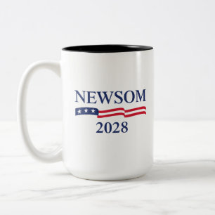 Tasse 2 Couleurs Campagne électorale Gavin Newsom 2028 Drapeau amér