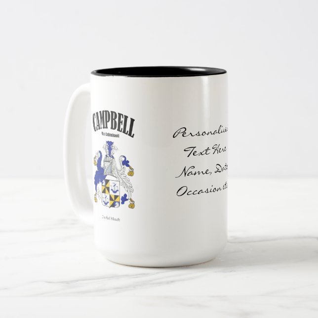 Tasse 2 Couleurs Campbell Family Crest, traduction et signification (Devant gauche)