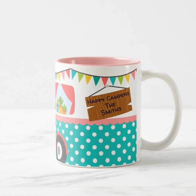 Tasse 2 Couleurs Camper coloré et heureux (Droit)