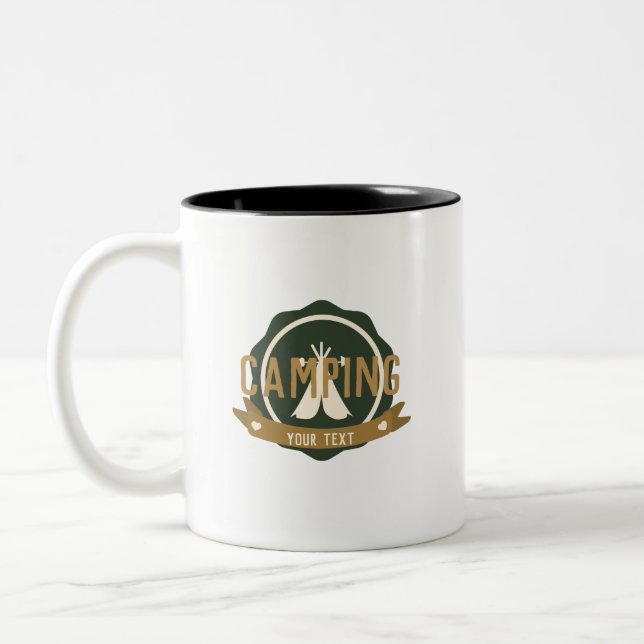 Tasse 2 Couleurs Camping Cute Tente Bannière Camper (Gauche)