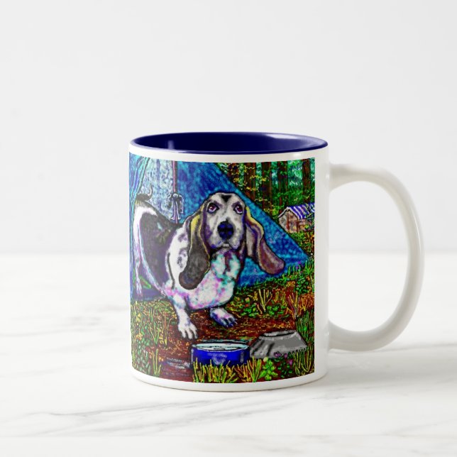 Tasse 2 Couleurs Camping de basset (Droit)
