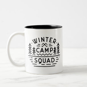 Tasse 2 Couleurs Camping d'hiver voyage montagnes rétro esthétique