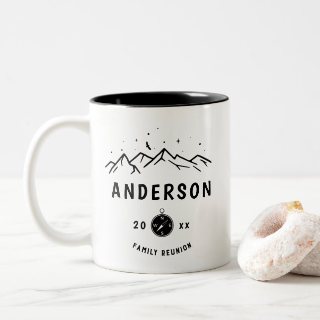 Tasse 2 Couleurs Camping rustique Réunion familiale personnalisée (Avec donut)