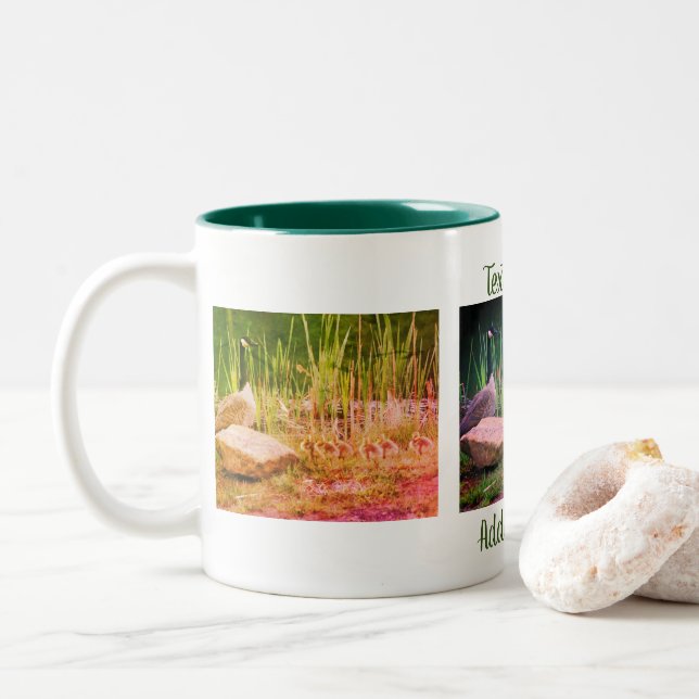 Tasse 2 Couleurs Canada Oie Maman Bébés Nature Personnalisée (Avec donut)