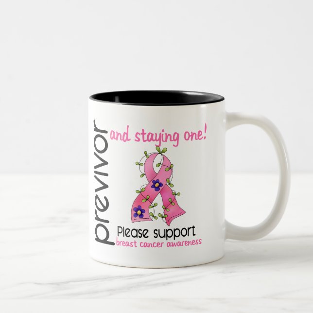 Tasse 2 Couleurs Cancer du sein de Previvor 9 (Droit)