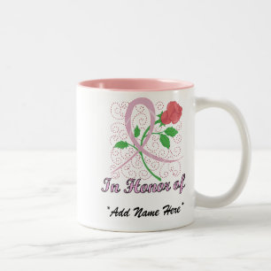 Tasse 2 Couleurs Cancer du sein personnalisable en l'honneur de la
