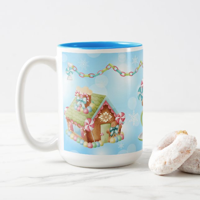 Tasse 2 Couleurs Candy Gingerpain et Sucre de canne Design (Avec donut)